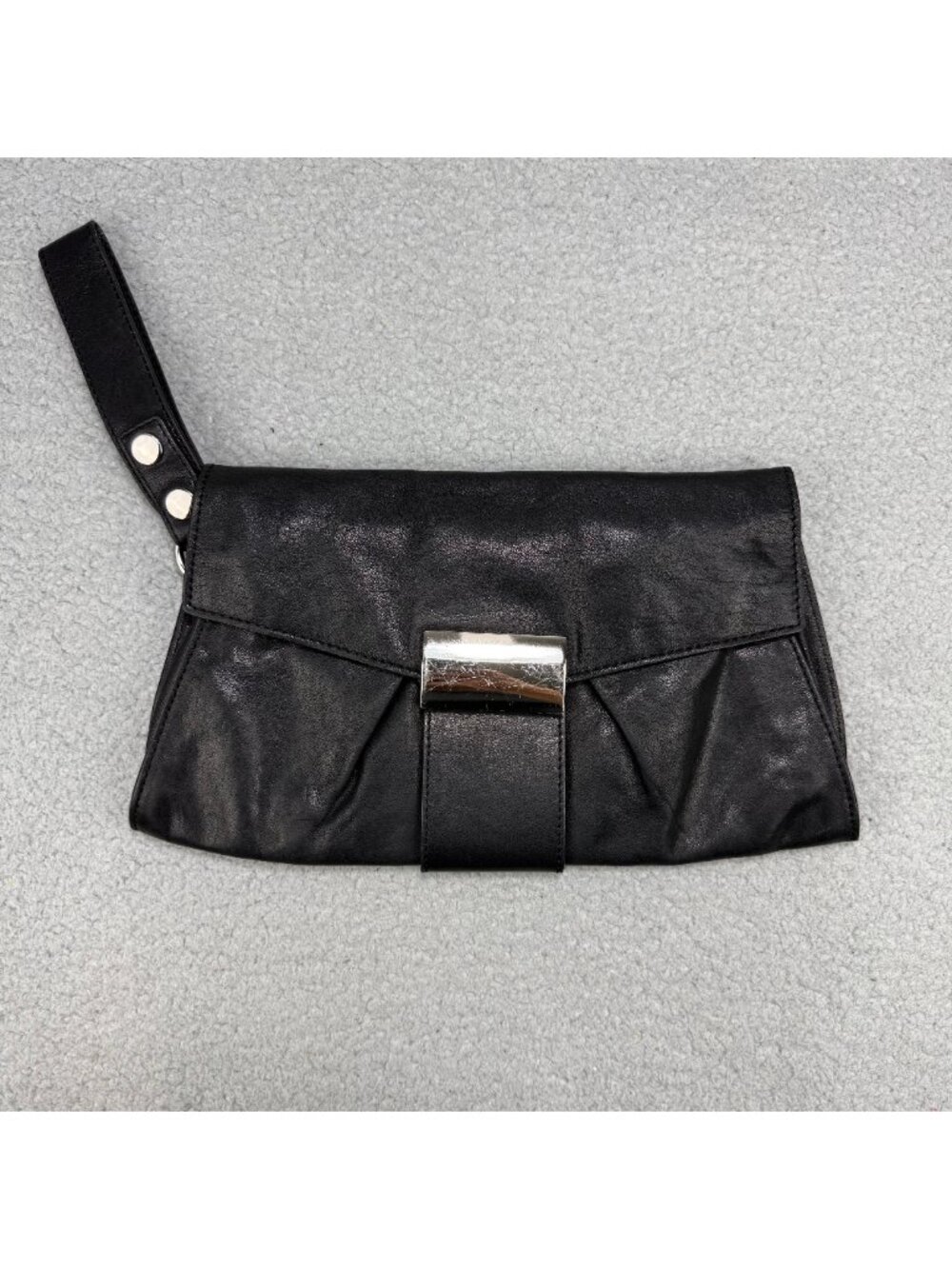 Kooba Clutch Bag Womens Large Black Heidi Wristlet Leather Purse Handbag Pouch